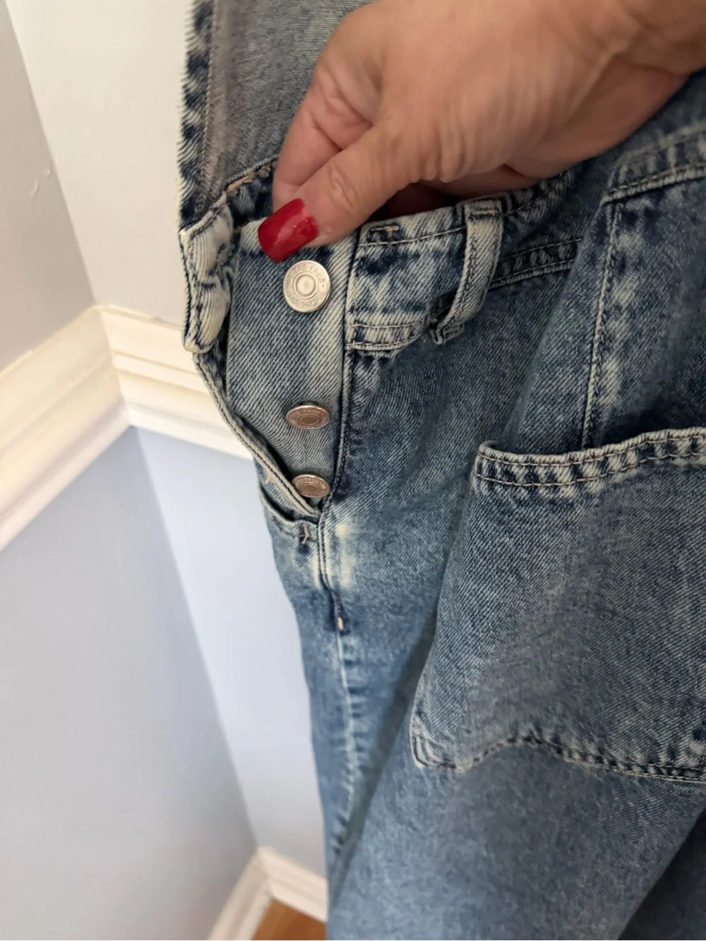 Free People Light Wash Denim Overalls Size XL